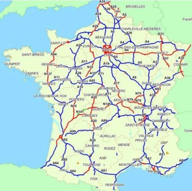Les 4.000 kilomètres d'axes routiers soumis aux péages de transit le 1er janvier 2015.