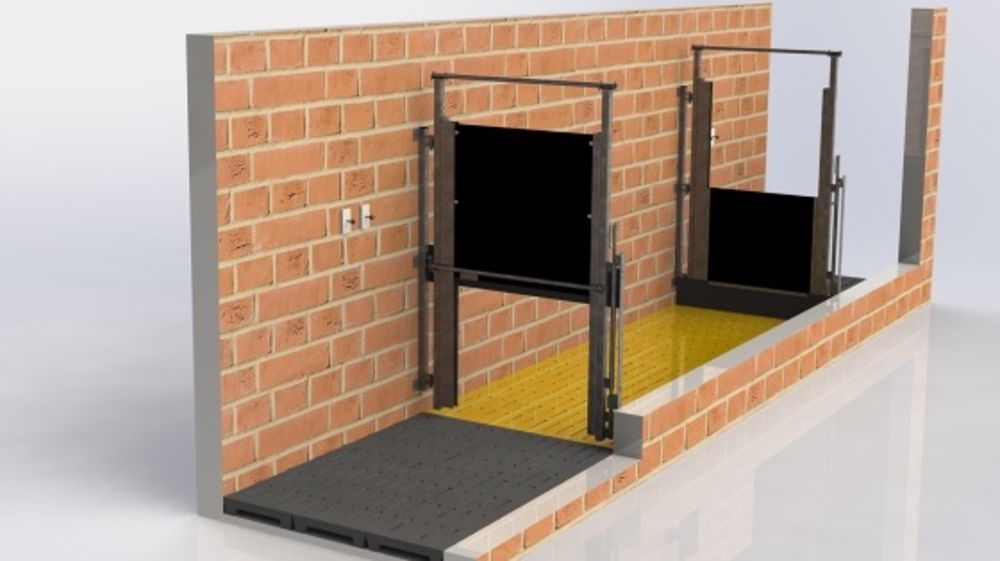 Une porte guillotine à charnières Coquelin