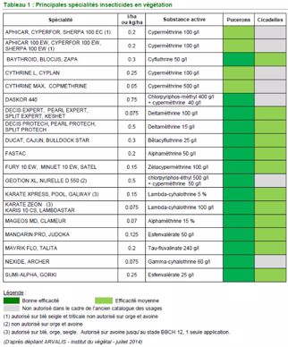 Insecticides en végétation