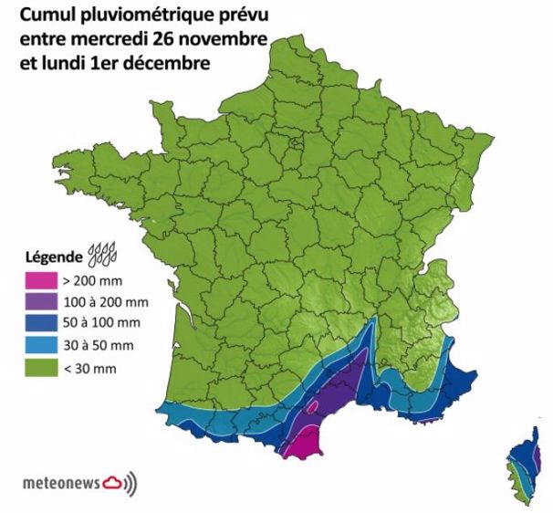 Fortes intempéries dans le Sud entre ce mercredi et dimanche