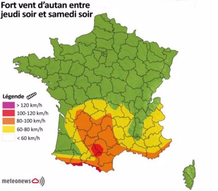 Vent attendu entre jeudi et samedi soir