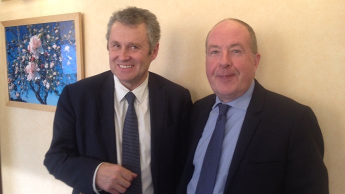 Thierry Blandinières, directeur général d'Invivo, et Philippe Mangin, président de Coop de France