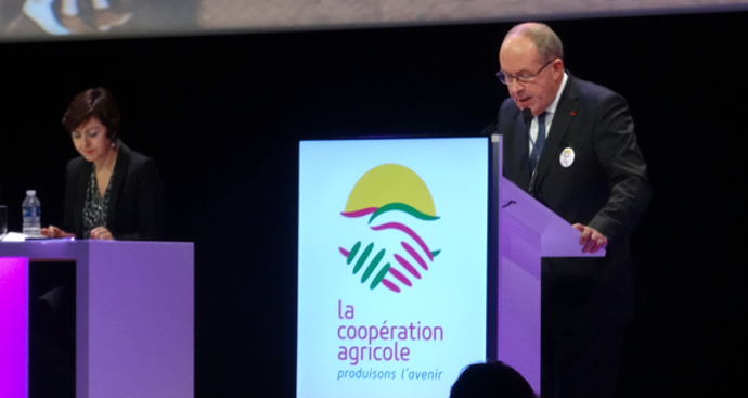Philippe Mangin, président de Coop de France, et Carole Delga, secrétaire d'Etat au Commerce, à l'Artisanat