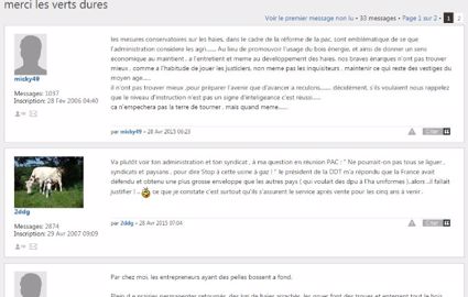 Discussion sur la Pac sur les forums de Terre-net Média
