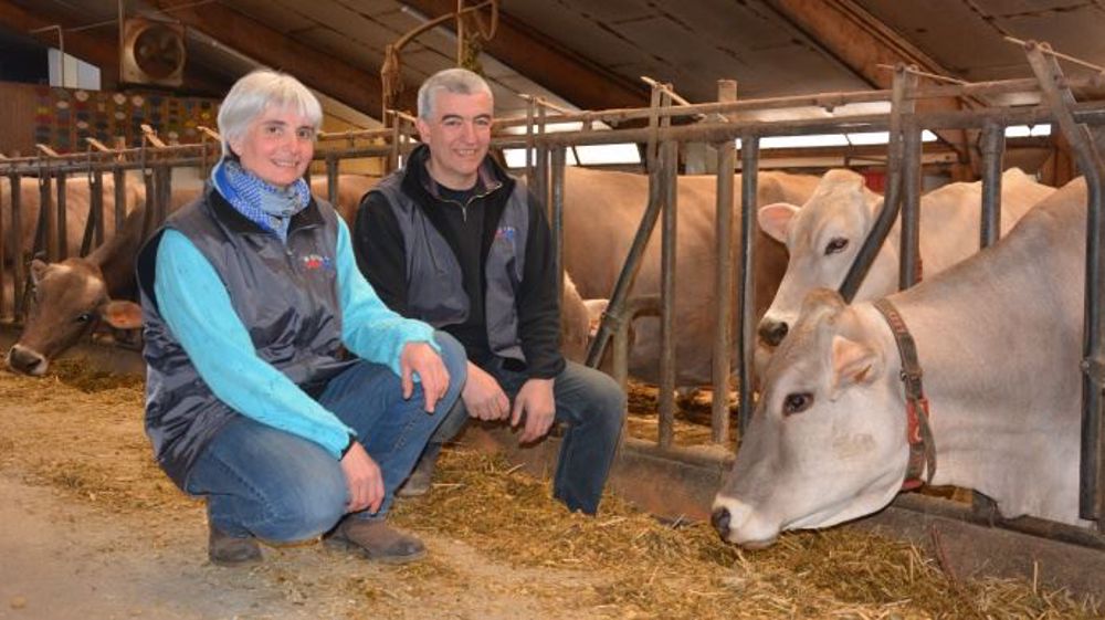 Patricia Bonnal et Eric Barbut travaillent à deux en Gaec avec 60 vaches en robot de traite et 70 ha labourables. (©Terre-net Média)