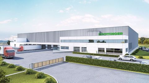Le centre logistique Pöttinger de 7 000 m² distribuera plus de 3,5 millions de pièces détachées. (©Pöttinger)