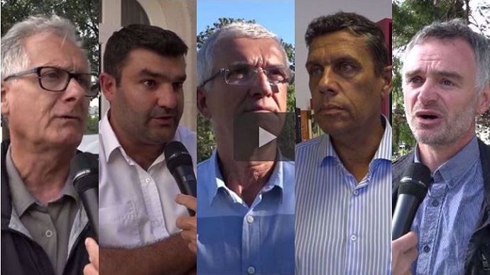 Raymond Girardi (Modef), Jérémy Decerle (JA), Bernard Lannes (CR), Xavier Beulin (FNSEA) et Laurent Pinatel (CP) ont expliqué leurs revendications et propositions pour sortir de la crise agricole.