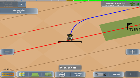 La fonction Turn In sélectionne la ligne la plus appropriée pour guider le tracteur. (©Claas)<span style="font-size: 14px; text-align: justify; color: #000000;"> La fonction Turn In sélectionne la ligne la plus appropriée pour guider le tracteur. (©Claas)<span style="font-size: 14px; text-align: justify; color: #000000;">
