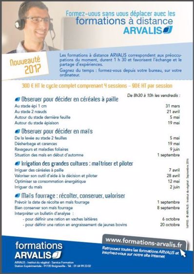 Planning des formations à distance pour 2017. (Cliquer pour agrandir) (©Arvalis)