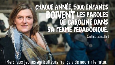 Caroline, sur l'affiche de la campagne de communication du syndicat JA (©Jeunes Agriculteurs)