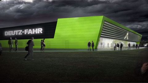 La nouvelle usine Deutz-Fahr Land rappelle les capots des tracteurs de la marque. (©Deutz-Fahr) La nouvelle usine Deutz-Fahr Land rappelle les capots des tracteurs de la marque. (©Deutz-Fahr)