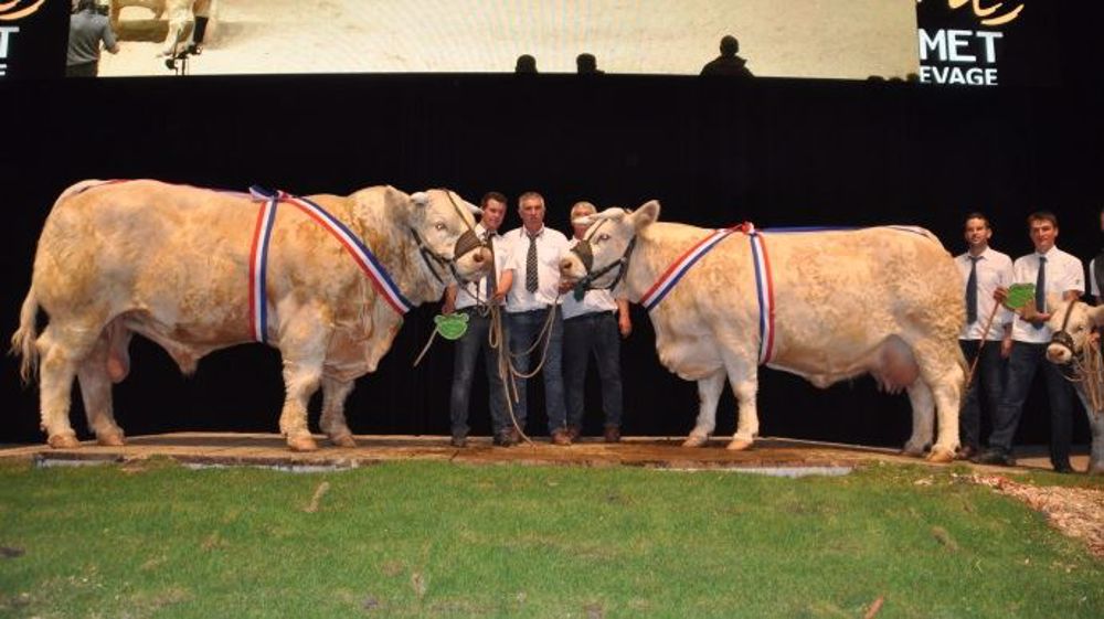 Le Gaec Micaud d'Ygrande dans l'Allier (03) s'impose sur le podium du ring du Zénith de Cournon d'Auvergne. (©Terre-net Média)