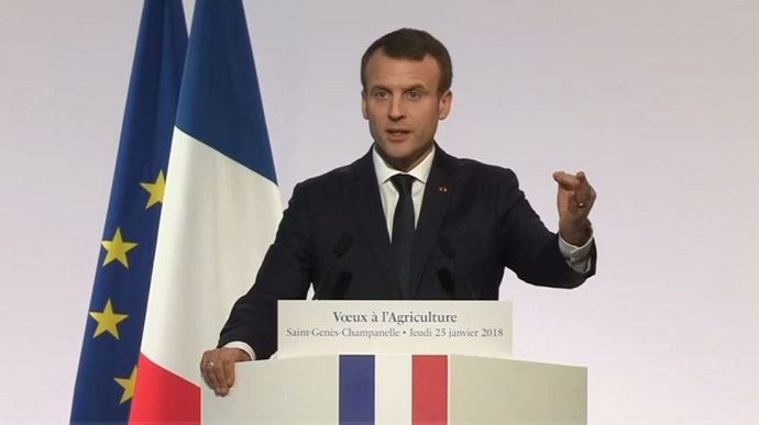 Emmanuel Macron, jeudi 25 janvier 2018, lors de la présentation de ses voeux au monde agricole.