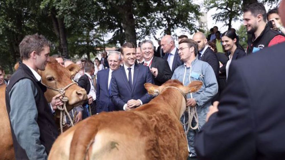 Quelques mois avant le Salon de l'agriculture, en juillet dernier, Emmanuel Macron rencontrait également les agriculteurs, dans le cadre de l'ouverture des États généraux de l'alimentation. (©Compte Twitter d'Emmanuel Macron)