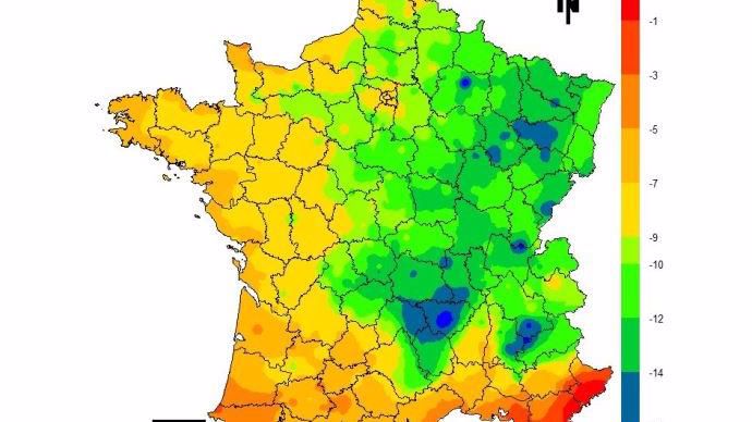 Températures minimales enregistrées le 28 février 2018