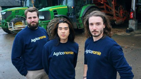 De gauche à droite : Clément Le Fournis, Dinh Nguyen et Paolin Pascot, les fondateurs d’Agriconomie (©Agriconomie)