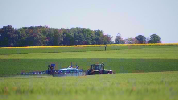 Champs blé tracteur