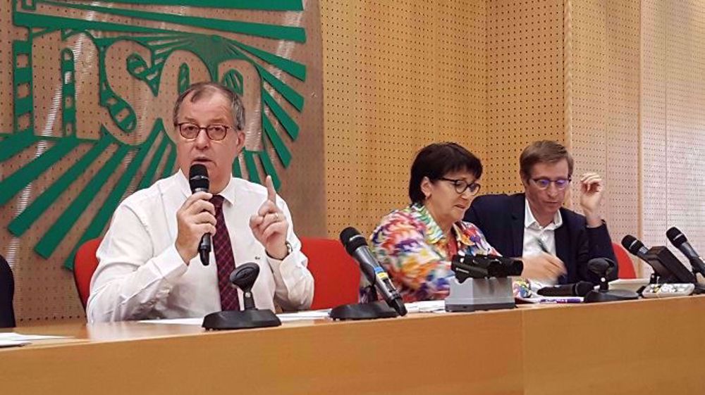 Richard Girardot, président de l'Ania, a présenté les recommandations du trio Ania-FNSEA-Coop de France, mardi 1er octobre 2019, aux côtés de Christiane Lambert et Dominique Chargé. (©Terre-net Média)
