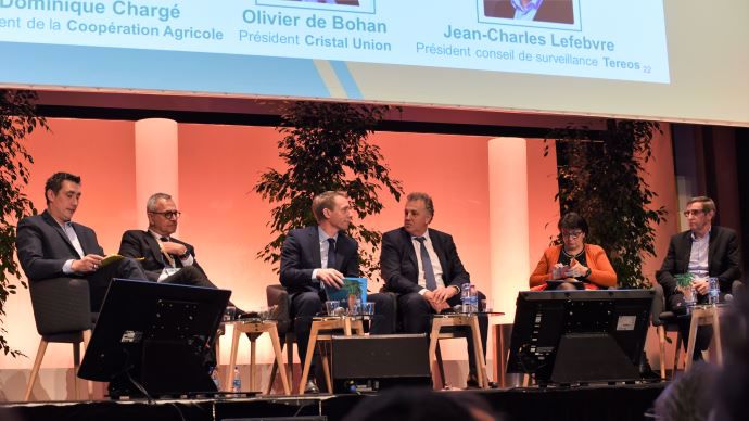 Samuel Vandaele, Jean-Charles Lefèbvre, Franck Sander, Olivier de Bohan, Christiane Lambert et Dominique Chargé, lors de l'AG de la CGB