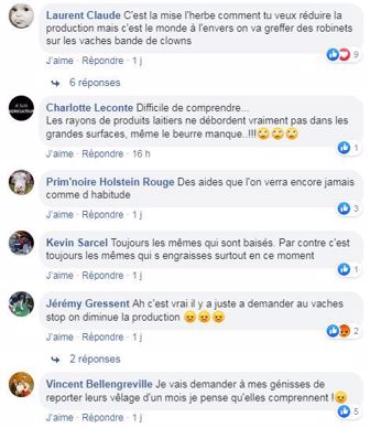 post facebook paroles de lecteurs baisse production laitiere a cause du covid 19