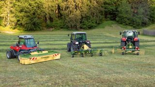 La gamme Highland de Krone est adaptée à la fenaison en zone montagneuse. (©Krone) La gamme Highland de Krone est adaptée à la fenaison en zone montagneuse. (©Krone)