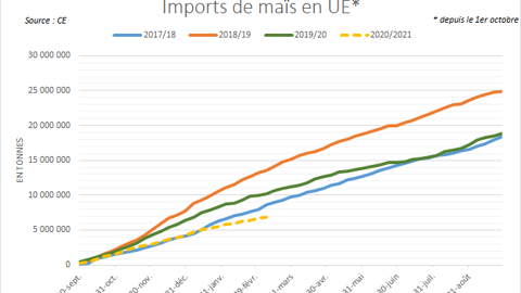 Imports de maïs en UE depuis le 1<sup>er</sup> octobre