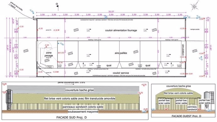 Plan bâtiment tunnel pour les génisses des Trinottières