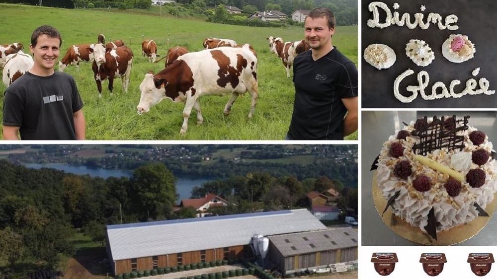 Les frères Terrier ont leur spécialité : l'élevage pour Frédéric (à gauche), les glaces et le marketing pour Franck (à droite). (©Gaec du Grand Tilleul)