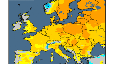 Les températures européennes s'annoncent encore anormalement élevées à la mi-novembre. (©WorldAgWeather) Les températures européennes s'annoncent encore anormalement élevées à la mi-novembre. (©WorldAgWeather)