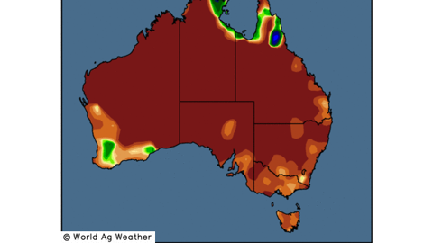Les cultures australiennes continuent de subir un net déficit hydrique.