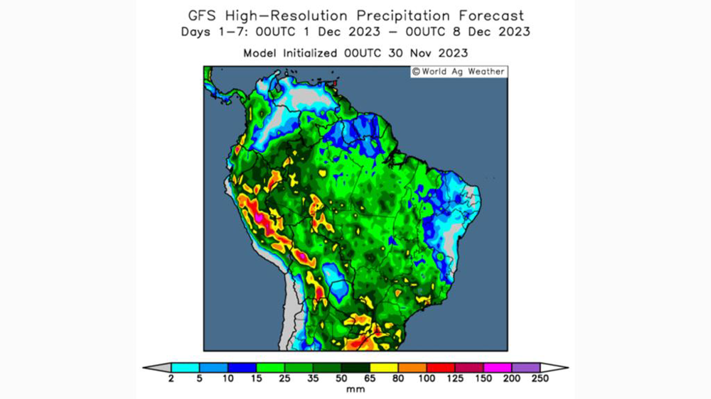 Des pluies devraient balayer le Brésil début décembre. Des pluies devraient balayer le Brésil début décembre.