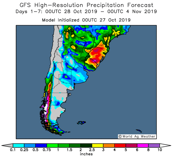 Précipitations attendues en Argentine