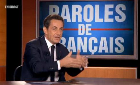 Nicolas Sarkozy lors de l'émission «Paroles de Français» sur Tf1