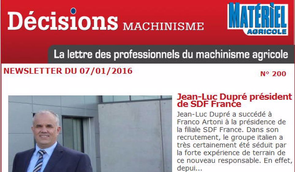 La lettre Décisions Machinisme fête son numéro 200 La lettre Décisions Machinisme fête son numéro 200