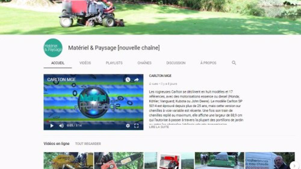 Matériel & Paysage : notre nouvelle chaine Youtube Matériel & Paysage : notre nouvelle chaine Youtube