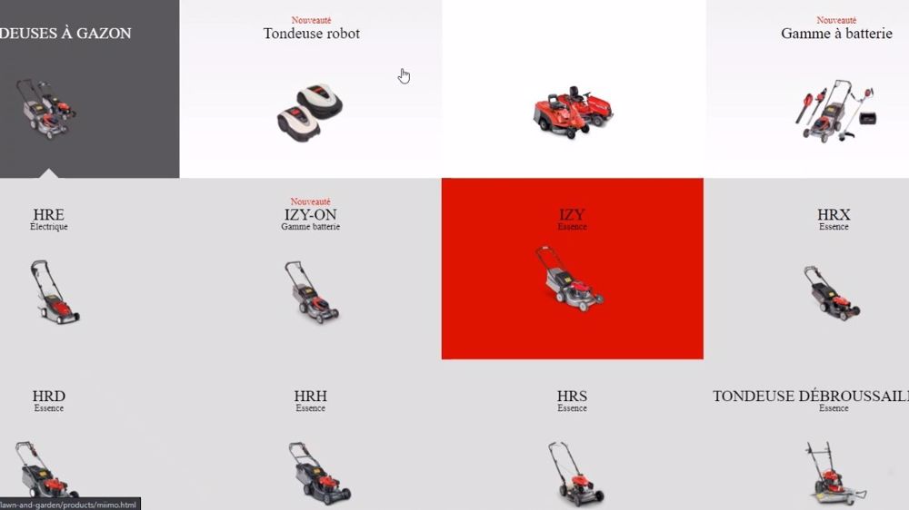 Toutes les gammes de produits de jardin Honda sont vendues sur le site.