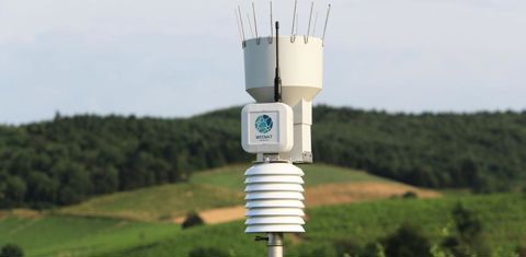 La start-up nantaise Weenat, désormais installée durablement dans le domaine des stations connectées, propose 6 capteurs agrométéorologiques : anémomètre, tensiomètre, pluviomètre, capteur de gel, capteur d’humectation, thermomètre de sol. © C. Le Gall