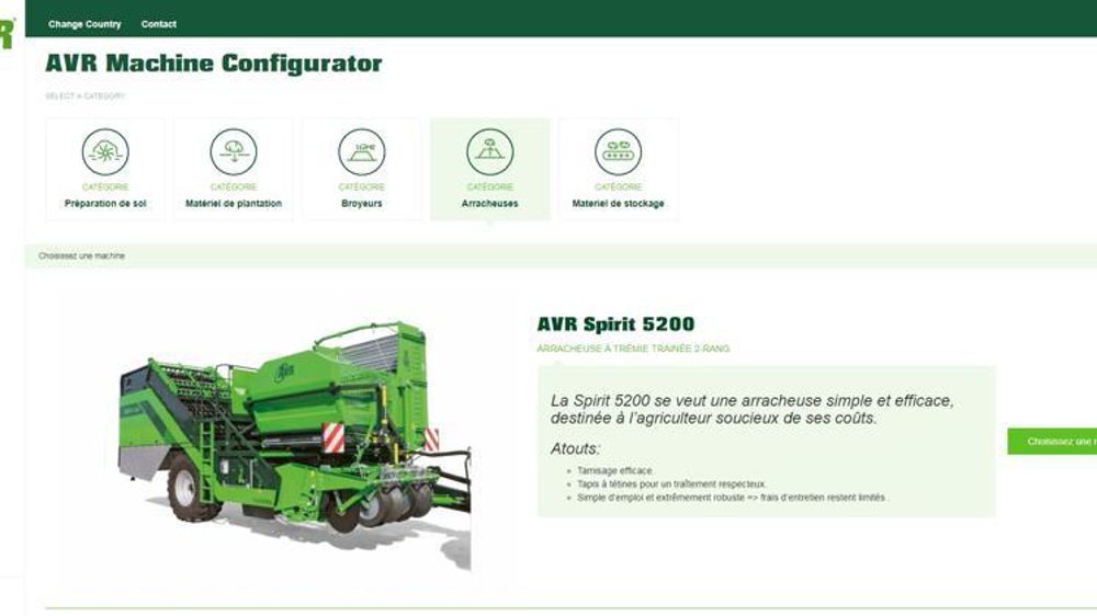 Le configurateur en ligne My AVR permet de configurer toutes les machines de la marque. © AVR