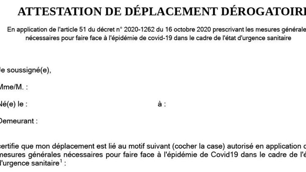 Une attestation de déplacement dérogatoire à télécharger