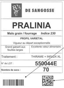Code barre et QR code apparaissent sur les étiquettes.