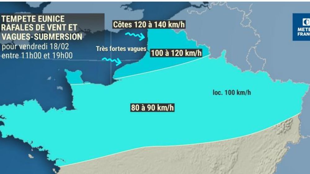 La tempête Eunice arrive sur le nord