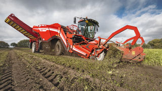 L’arracheuse de pommes de terre Ventor 4150 de Grimme peut notamment s’équiper d’un broyeur de fanes. L’arracheuse de pommes de terre Ventor 4150 de Grimme peut notamment s’équiper d’un broyeur de fanes.