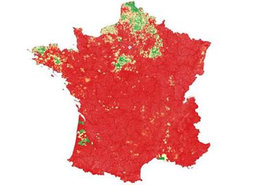 Répartition de la culture de la pomme de terre selon les données du registre parcellaire graphique (RPG) de l’année 2019. © Xavier Bailleau