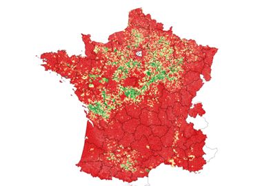 Répartition de la culture de pois selon les données du registre parcellaire graphique (RPG) de l’année 2019. © Xavier Bailleau