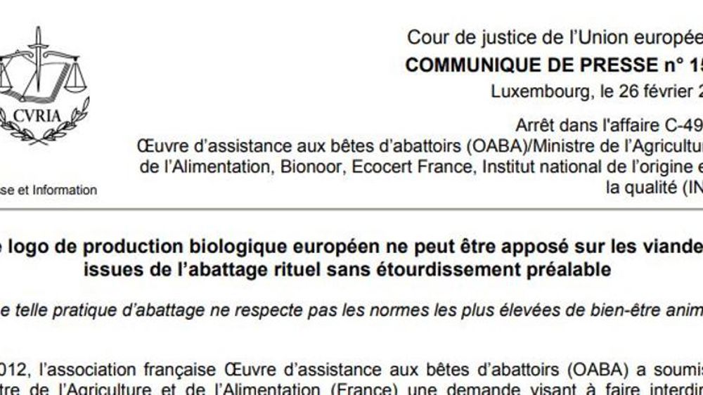 L’abattage rituel privé du label bio