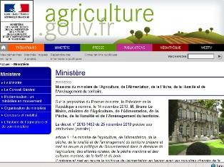 La page d'accueil du site du ministère de l'Agriculture