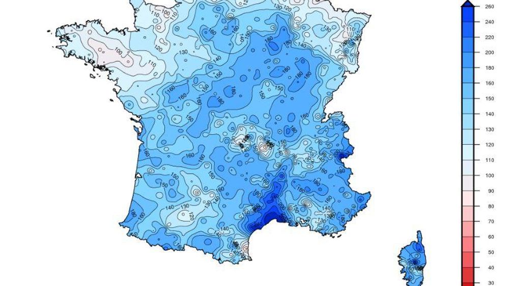Rapport à la moyenne du cumul de précipitations. © Météo-France
