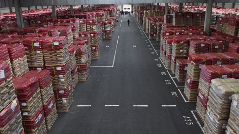 Entrepôt de stockage des excédents laitiers belge transformés en poudre de lait et mis à l’intervention. © C. Faimali/GFA