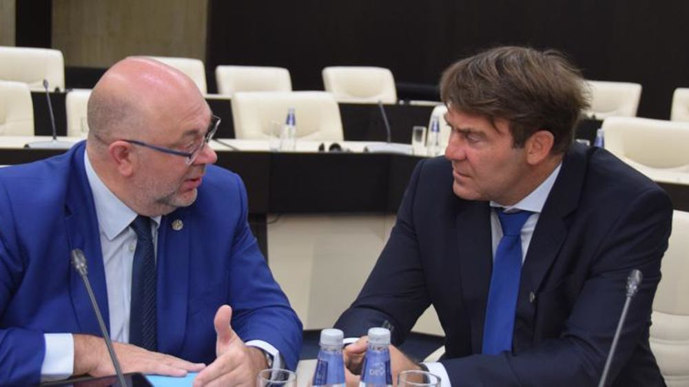 Stéphane Travert et son homologue belge, Denis Ducarme, lors du conseil informel des ministres européens de l’Agriculture à Sofia le 5 juin 2018. © Y. Boloh