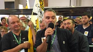 Laurent Pinatel, le porte-parole national de la Confédération paysanne ce 11 septembre 2018, sur le stand de Sodiaal au Space, à Rennes (Ille-et-Vilaine). © C. Faimali/GFA Laurent Pinatel, le porte-parole national de la Confédération paysanne ce 11 septembre 2018, sur le stand de Sodiaal au Space, à Rennes (Ille-et-Vilaine). © C. Faimali/GFA